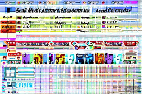 社交媒体内容营销日历与引流策略图 - 展示各平台内容类型与发布节奏